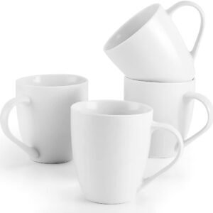 White Mug Set 4, Microwave and Dishwasher Safe