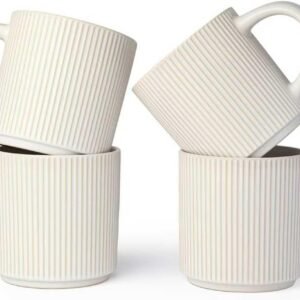 4-Pc Mugs, 12oz Ceramic, Microwave & Dishwasher Safe