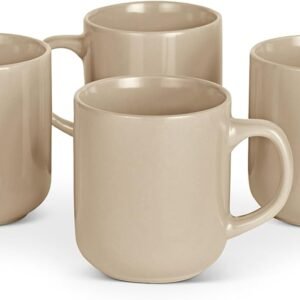 Amazon Basics Coffee Mugs 16oz 4-Piece Linen Gray