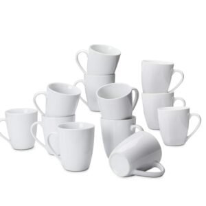 Amazon Basics Porcelain Mugs, 12 oz, 12 Count