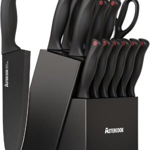 Astercook 15pc Knife Set Block Sharpener