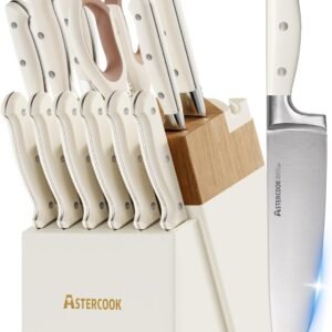 Astercook 14-Piece Knife Set with Block and Sharpener