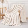Cream White Throw Blanket 50x60 Striped