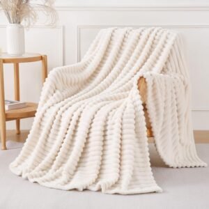 Cream White Throw Blanket 50x60 Striped