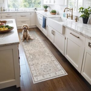 Washable 2x6 runner rug non-slip stain resistant farmhouse