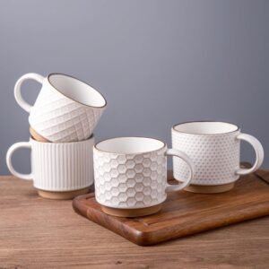 12 oz Stackable Ceramic Mugs Set of 4