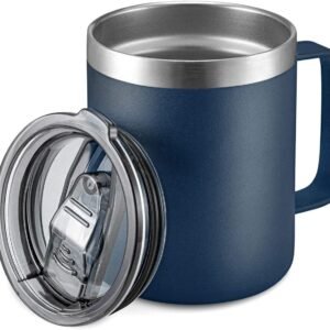 12 oz Insulated Travel Mug with Handle Navy
