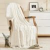 Off White Knitted Throw Blanket Couch Bed 50x60