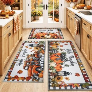 Capslpad Kitchen Rugs Set of 3 Non-slip Washable