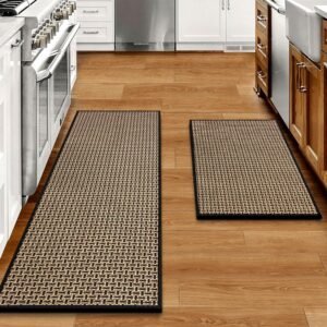 Kitchen Absorbent Non-Slip Washable Rug Set 2 Black