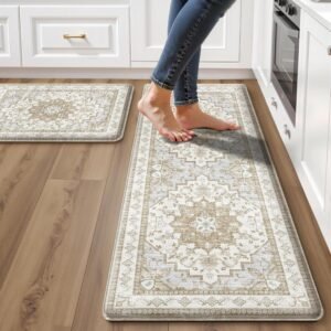 Boho Kitchen Mats Anti Fatigue 2PC Beige Tan