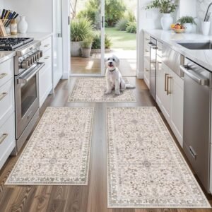 3-Piece Boho Kitchen Rug Set Non-Slip Washable