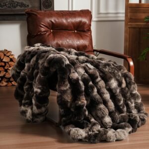 Fluffy Faux Fur Throw Blanket, Tie-dye Coffee, 50x60