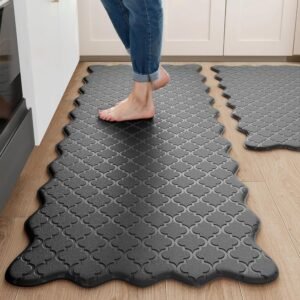 Arenarug Scalloped Kitchen Mats Black 2PCS