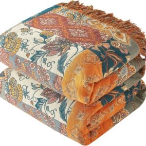 Bailix Boho Cotton Floral Throw Blanket 60x80