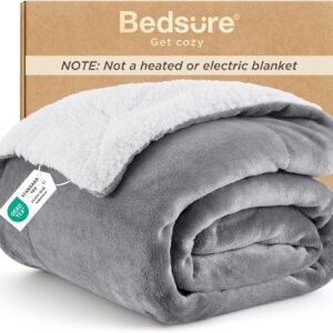 Bedsure Sherpa Fleece Throw Blanket Grey 50x60