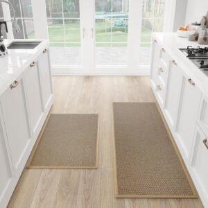 Set of 2 cushioned non-slip kitchen mats washable